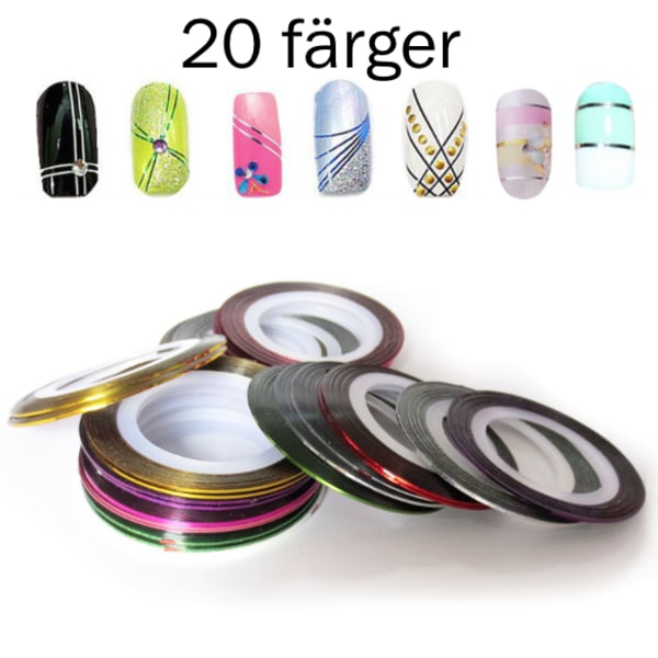 Striping tape , nageltejp , nageldekorationer 20 färger 9. Röd