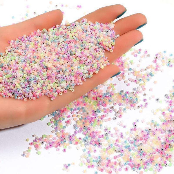Frøperler - 2mm - 2000stk - Pastell MultiColor 2000st