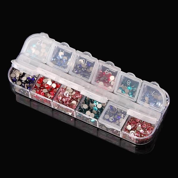 2-stk Oppbevaringsboks med 12 rom - 13 x 5 cm Transparent