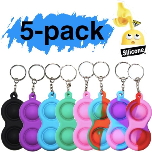 5-pack Enkel fordypning, MINI Pop it Fidget Finger Leketøy / Leketøy - CE Multicolor