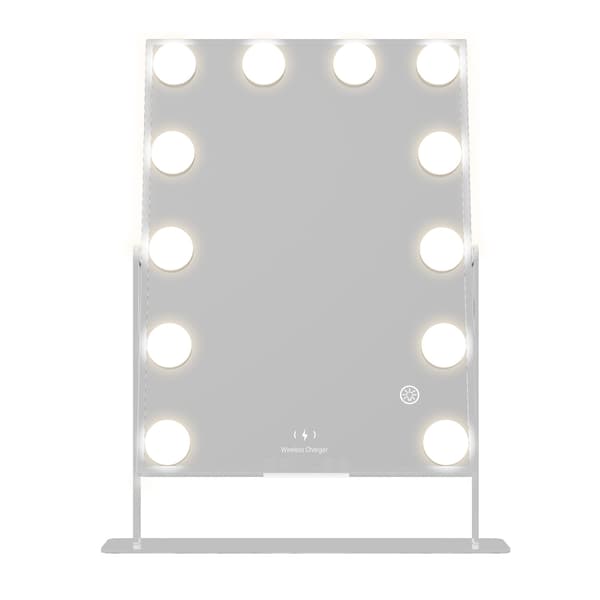 Sminkspegel Hollywood med 12 dimbara LED, Qi-laddning & Bluetooth vit Vit