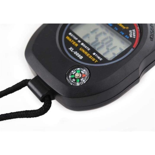 Multifunktionell Digital Stopwatch med Inbyggd Kompass Svart