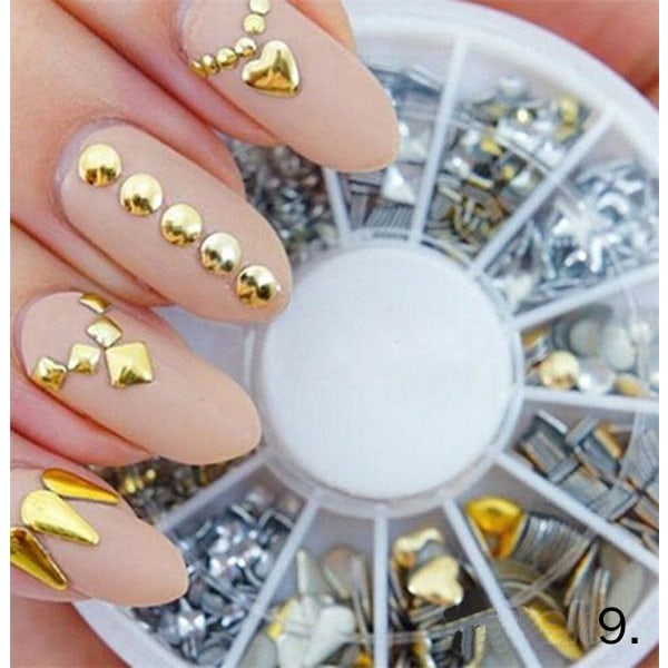 Rhinestone pyörä MultiColor 9. Metall dekorationer/nitar guld/si