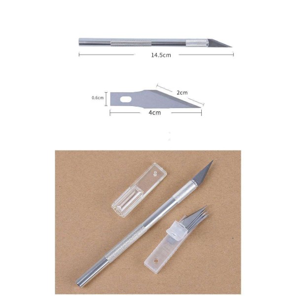 Hobbykniv / Skalpell - 5-blad - Kit - DIY Silver