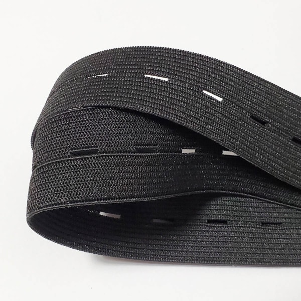 Elastisk knaphulsbånd Elastisk bånd, praktisk og alsidigt 5m Black Bredd: 2,5cm