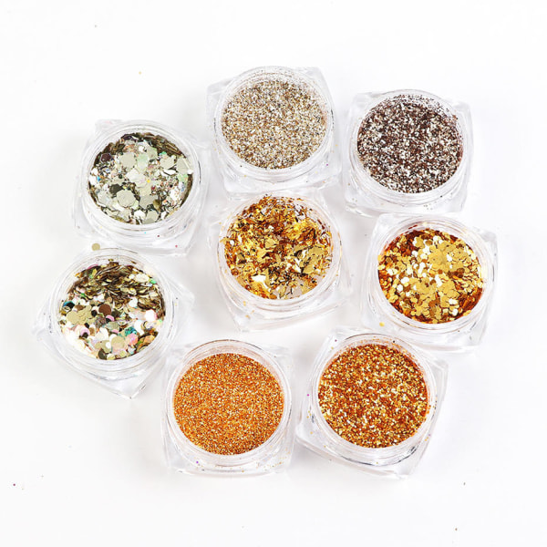 8 kpl kynsi glitter glitteriä, kynsikoristeita Multicolor