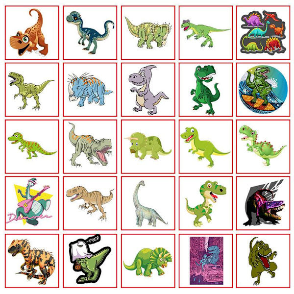 50 tarraa tarrat - Eläinaihe - Sarjakuva - Dinosaur Multicolor