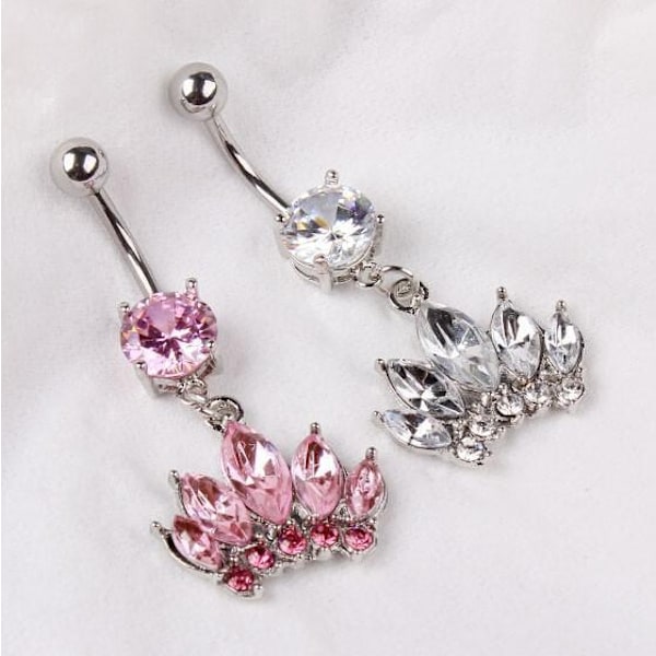 Navlepiercing diamantkrone Pink