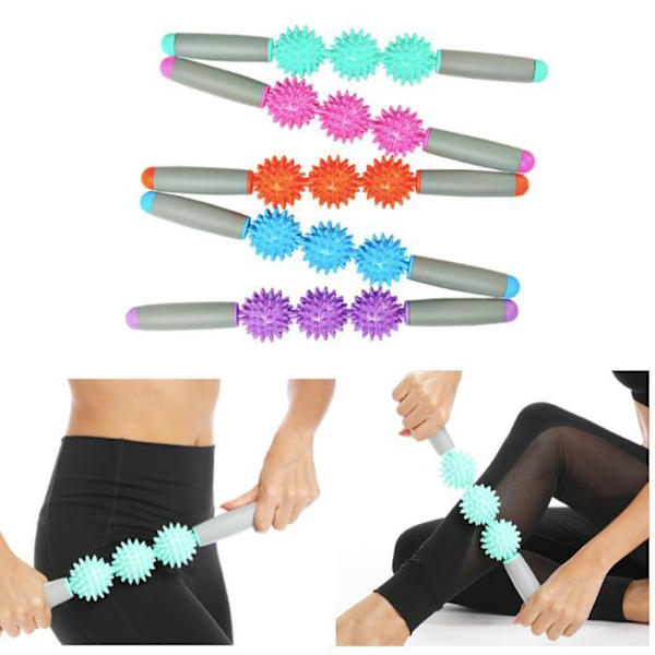 Gym 3 Point Spiky Ball Muscle Massage Roller Yoga Stick Body Orange