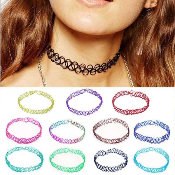 12-pack Choker Necklace - One size Black one size