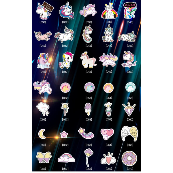 94st stickers klistermärken - Djur motiv - Cartoon - Unicorn multifärg