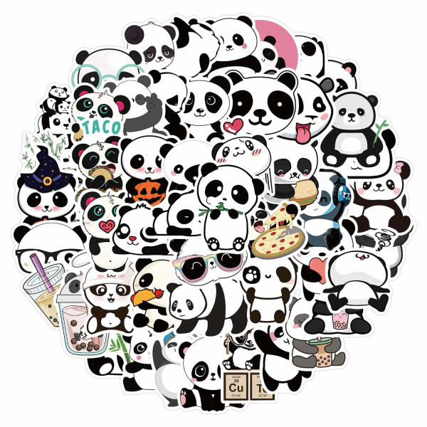 50 kpl Animal Graffiti Tarrat Vedenpitävä Laptop Skate - Panda Multicolor