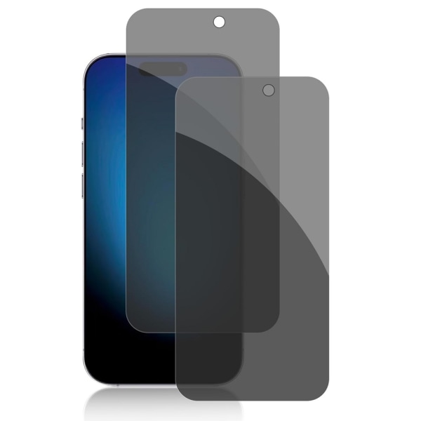 2 stk iPhone 15 Pro Privacy skjermbeskytter Privacy skjermbeskytter Transparent