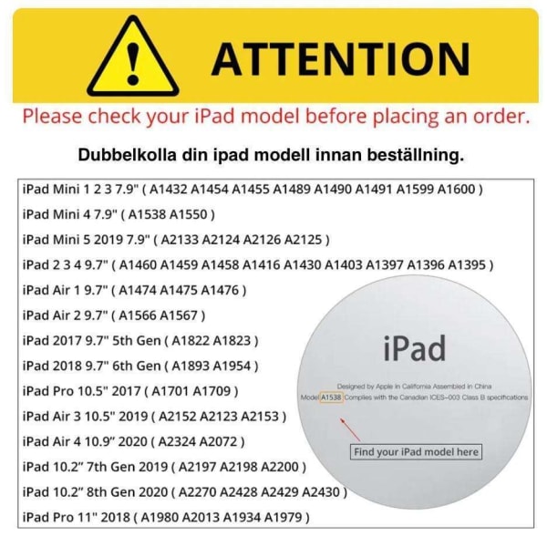 Ipad AIR 2-deksel - Svart Ipad Air 1/2 &amp; iPad 9.7 Gen5/Gen6 Black