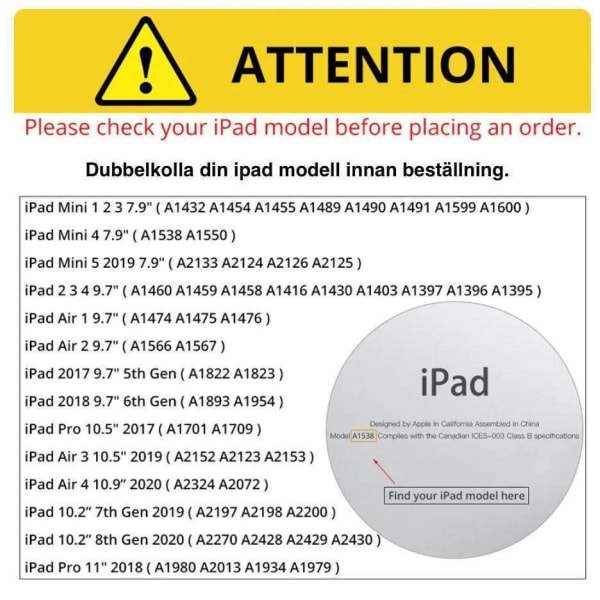 Ipad AIR 2-deksel - Svart Ipad Air 1/2 & Ipad 9,7 Gen5/Gen6 Black