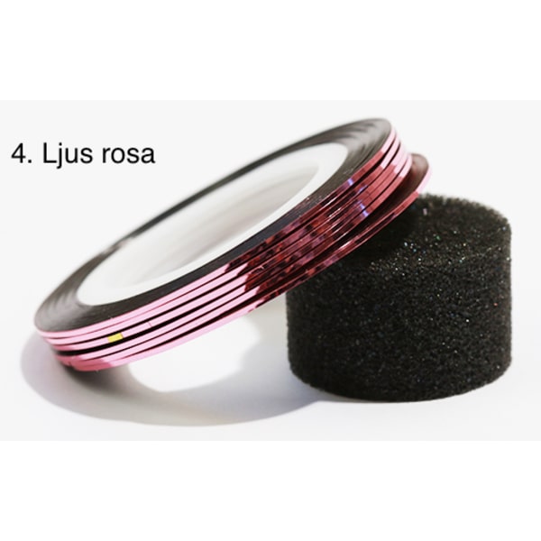 Stripetape, negletape, neglepynt 20 farger 3. Laser rosa