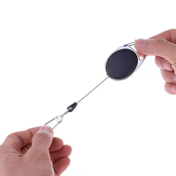 2 udtrækbare nøgleringe med yo-yo funktion og snor - 72cm Black