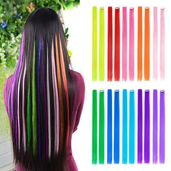 3 Clip-on løkker / Hair extensions - 24 farver Orange 7. Neon orange