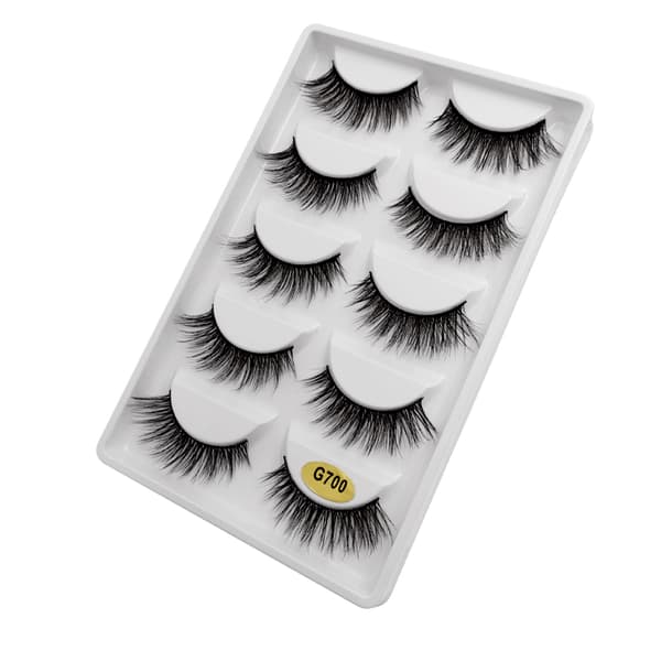 5-par lösögonfransar - 3D faux mink - G700 Svart