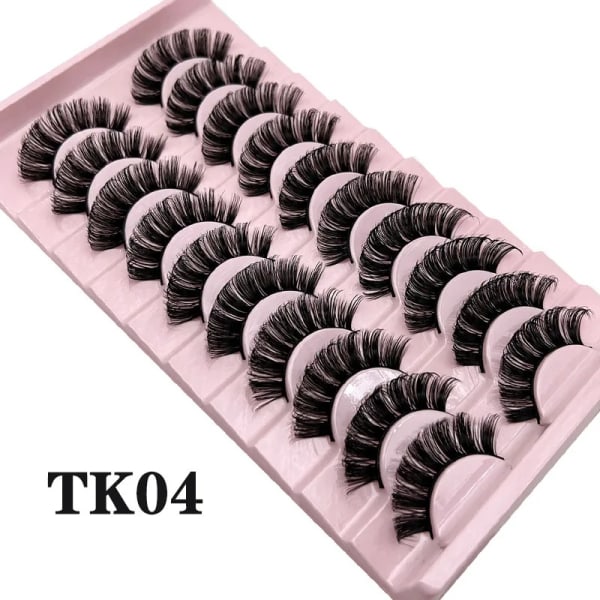 10-par Lösögonfransar - Set natural look volume lash - Black TK04