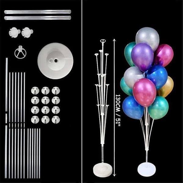Ballongställ Hållare för 13 Ballonger - Stabil & Praktisk Transparent