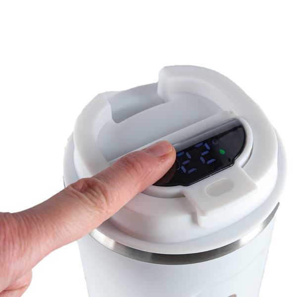 Smart Termosmugg med LED-display 500 ml – Rostfritt Stål valkoinen