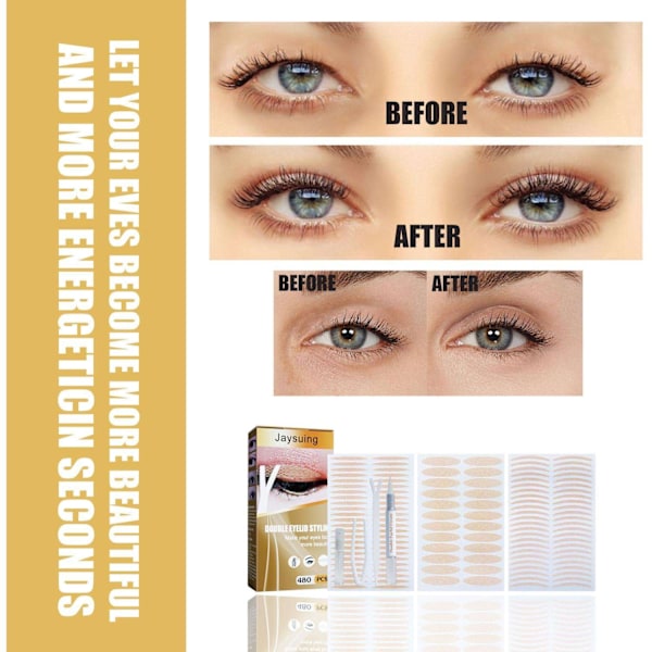 Eyelid Tape - Usynlige doble klistremerker for 480 bruksområder Creme
