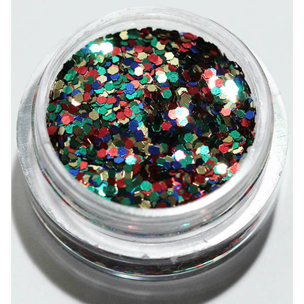 1. Hexagon glitter monivärinen