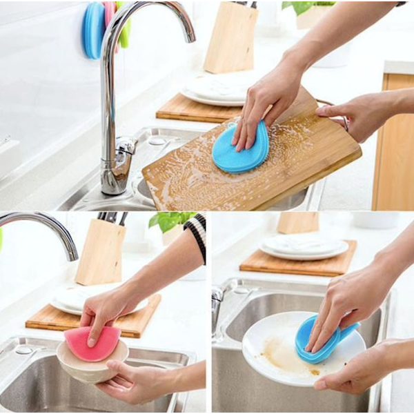 2-pack Disksvamp i silikon - Magnic Silicone Dish Sponge Washing multifärg