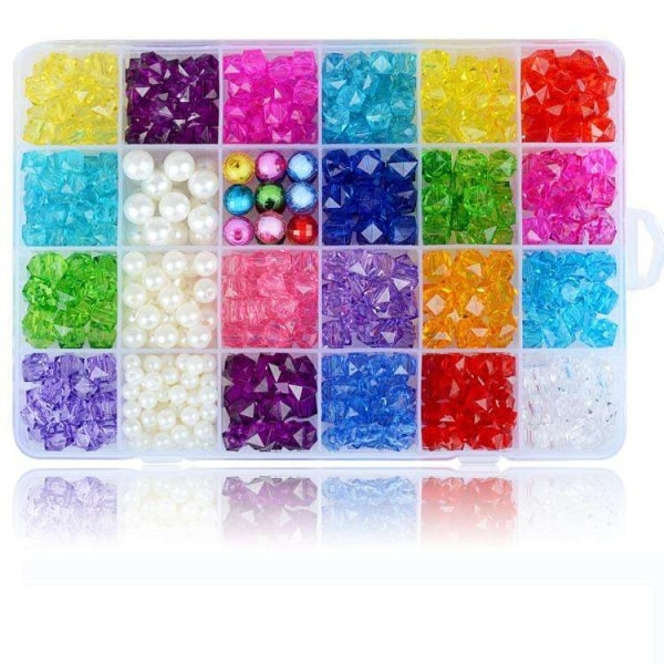 DIY - Pärllåda - Akrylpärlor - Mix - 500st - Smyckestillverkning multifärg