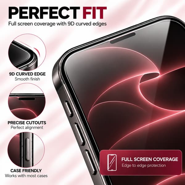 9D Härdat Skärmskydd i Glas för iPhone 18 Pro – 2-pack Transparent
