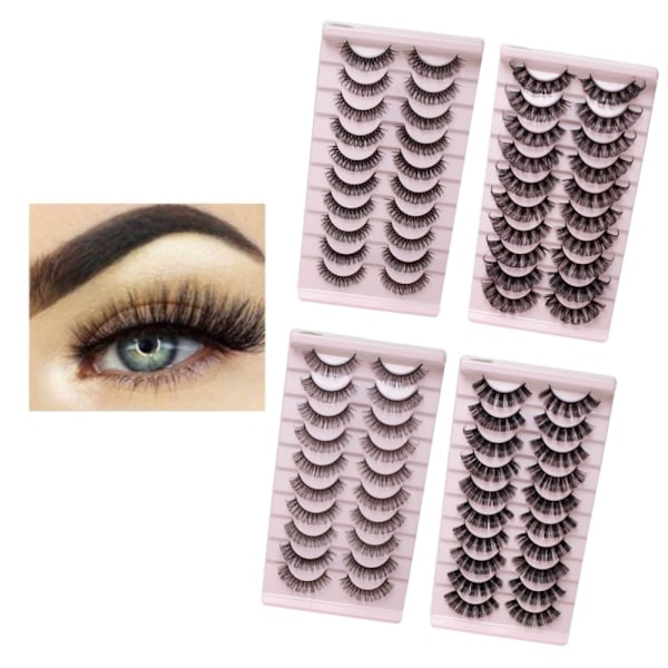 10-par Lösögonfransar - Set natural look volume lash - Black TK03