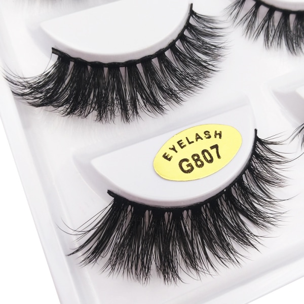 5 par falske øjenvipper - 3D faux mink - Sort Black 3D faux mink - G807