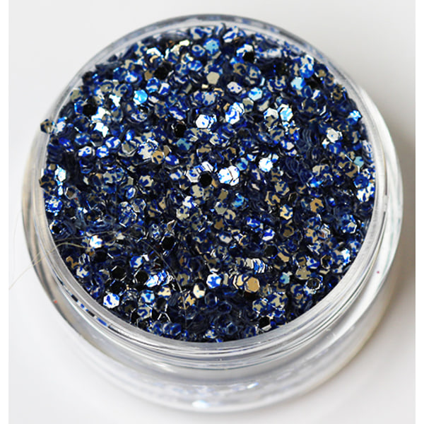Negleglitter - Hexagon - Tofarget blå/sølv - 8ml - Glitter Multicolor