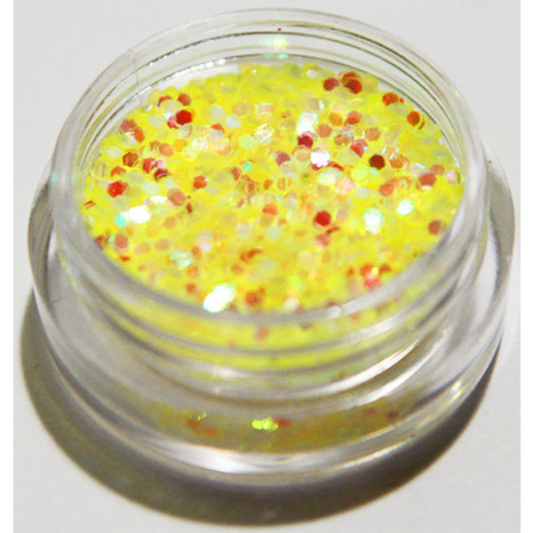 Negleglitter - Hexagon - Gul - 8ml - Glitter Yellow
