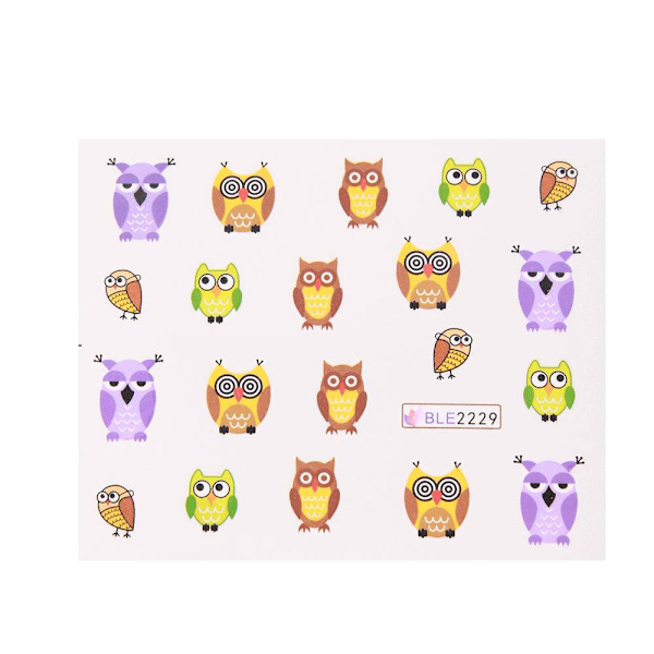 11 ark Ugler neglemærkater, neglepynt Multicolor
