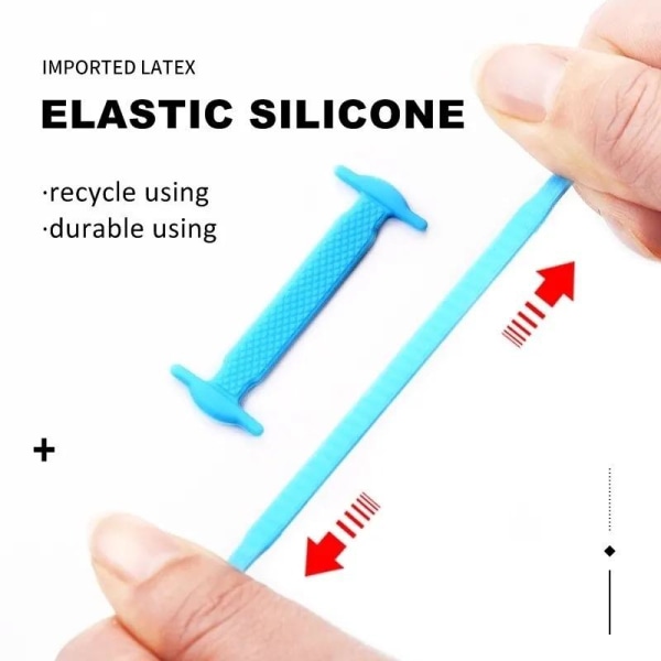 Slipsfri elastiske snørebånd i silikone - One size - Black