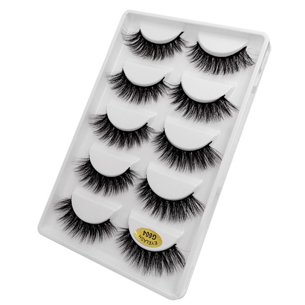 5 par falske øjenvipper - 3D faux mink - Sort Black 3D faux mink - G600
