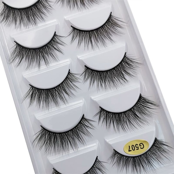 5 par falske øyevipper - 3D faux mink - G507 Black