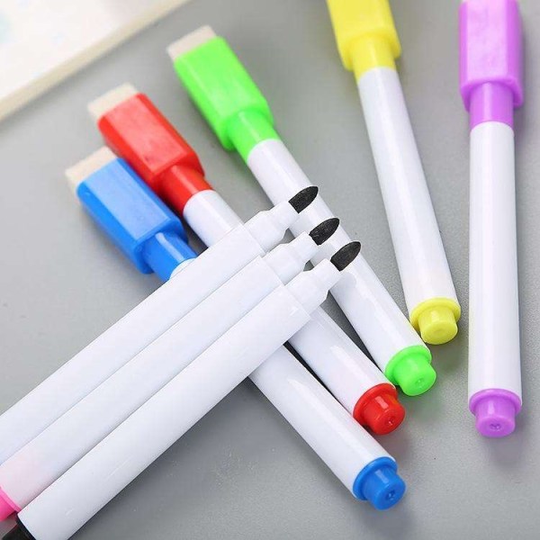 8-Pack - Whiteboard pennor med sudd - Pennor multifärg