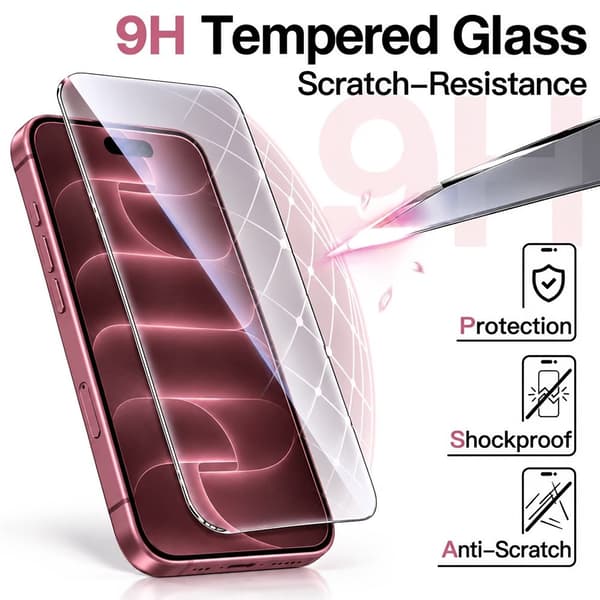 Härdat Skärmskydd i Glas för iPhone 18 Pro – 9H HD – 2-pack Transparent