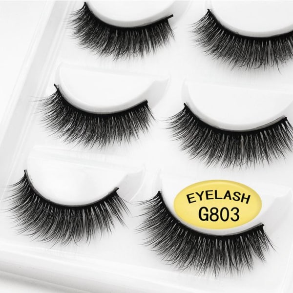 5-par lösögonfransar - 3D faux mink - G803 - False eyelashes Black