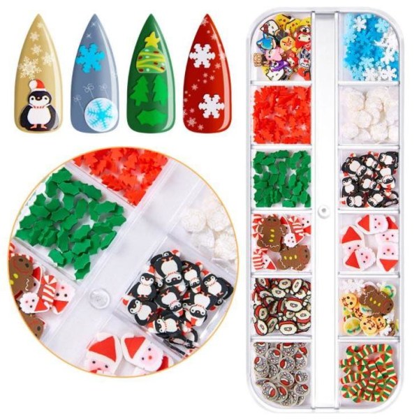 Joulukoristeet lumihiutaleet / Joulupukin kynsien glitter käytännöllisessä laatikossa Multicolor