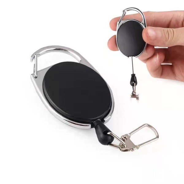 2 udtrækbare nøgleringe med yo-yo funktion og snor - 72cm Black