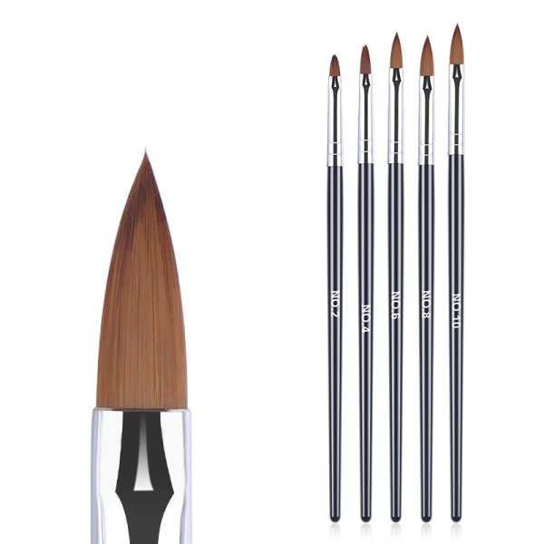 5st dekorationspenslar akryl/UV Penslar naglar Svart