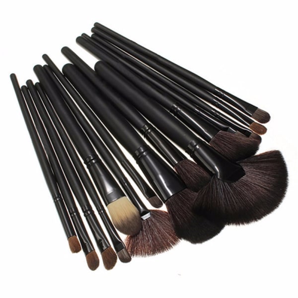 24-pak Make-up børster / Make-up børster i læder etuier Black