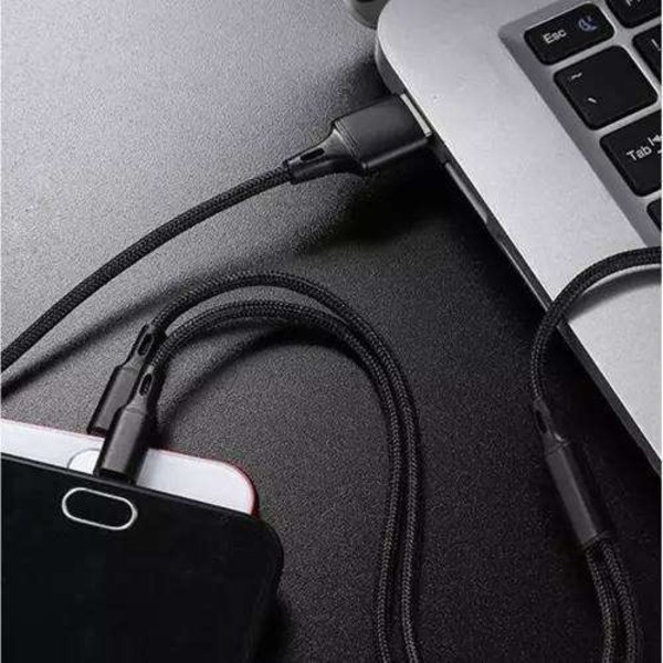 3-i-1 Micro USB / Lightning / USB Type-C USB-kabel Black