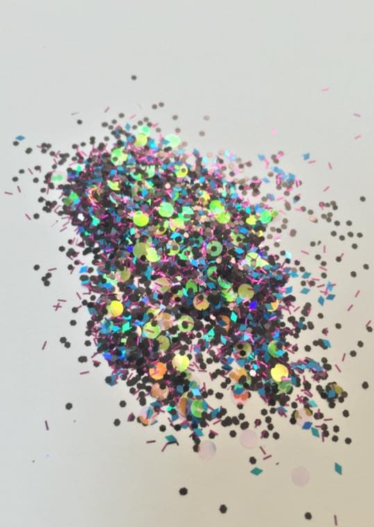 Negleglitter - Mix - Sort vindue - 8ml - Glitter Black