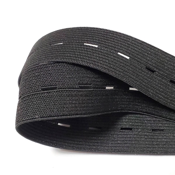 Elastisk knaphulsbånd Elastisk bånd, praktisk og alsidigt Black Bredd: 2,5cm