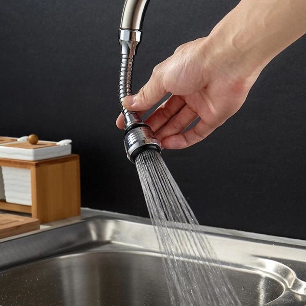 Dyse køkkenhaneadapter, roterende køkkenarmatur 360 ° fleksibel Silver